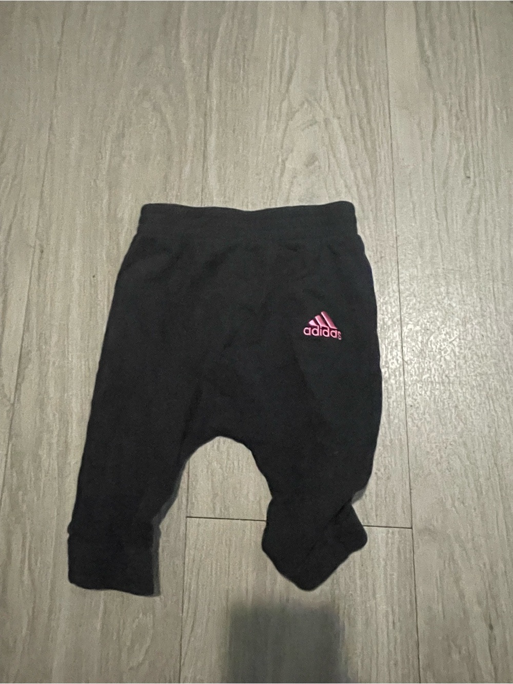 adidas Black Kids Leggings with Pink Logo
